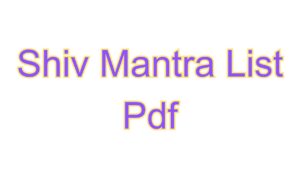 Shiv Mantra List Pdf
